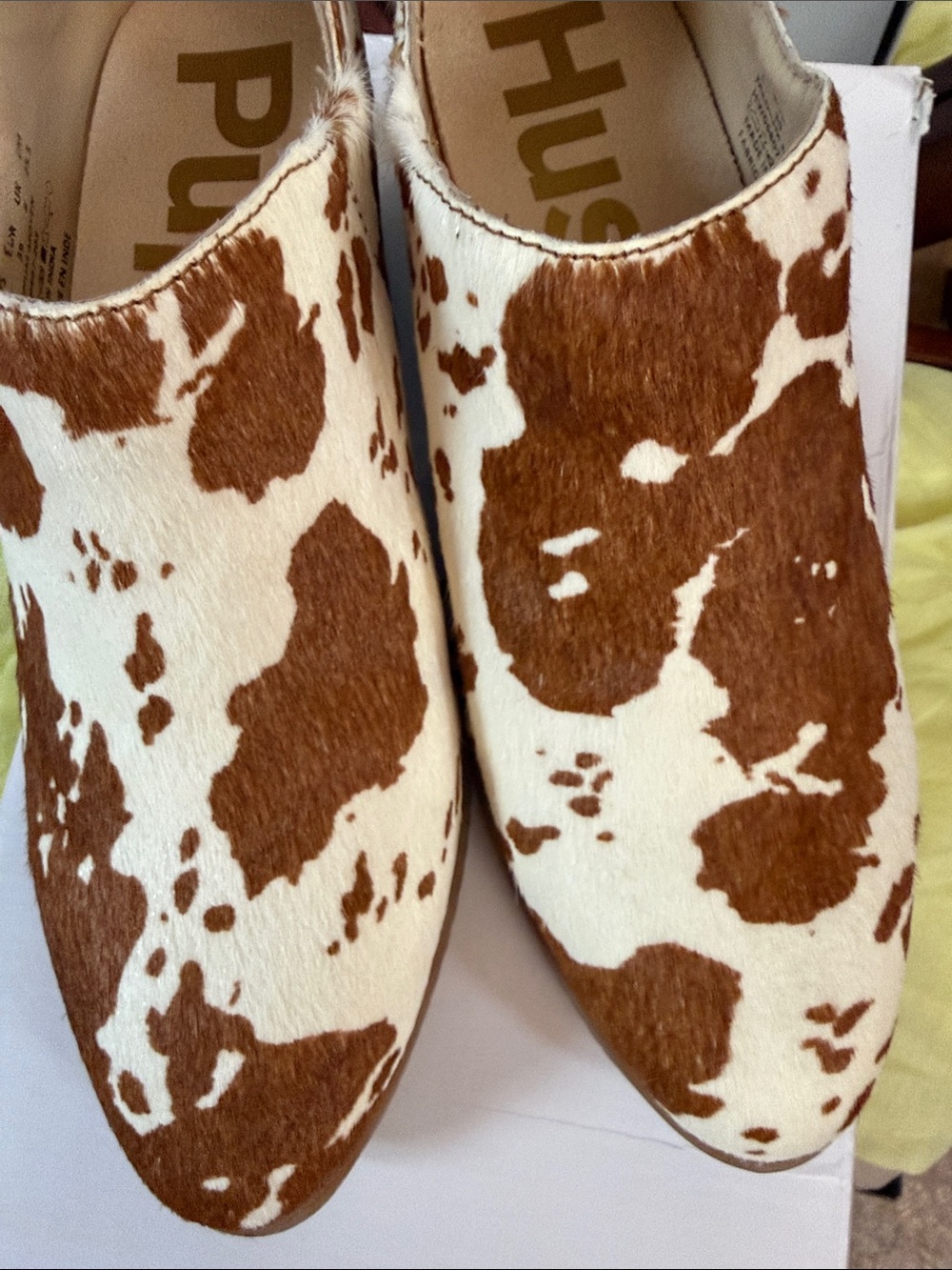Hush Puppies Brown & White Cowhide Slip-On Mules - Picture 3 of 7